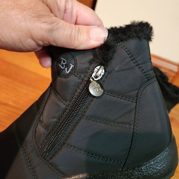 BJ Womens Slip On Zipper Quilted Boots US Size 41 Black - Picture 11 of 12
